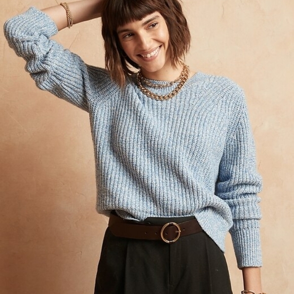 Banana Republic Marled Pullover Sweater Blue Heather - Picture 1 of 8